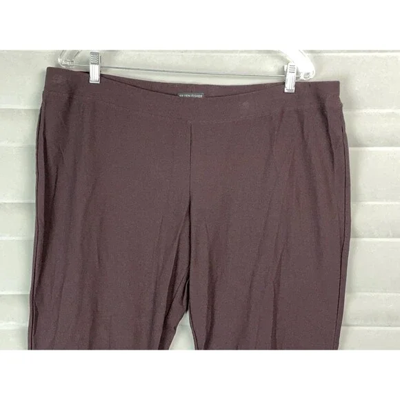 Eileen Fisher Women XL Stretch Crepe Slim Ankle Pant Purple Pull On Drapey READ - Picture 3 of 9